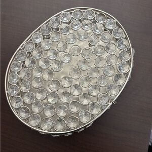 Elegant Silver and Crystal Decorative Tray